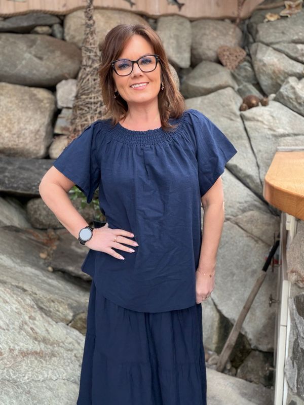 Vicky smock bluse navy 