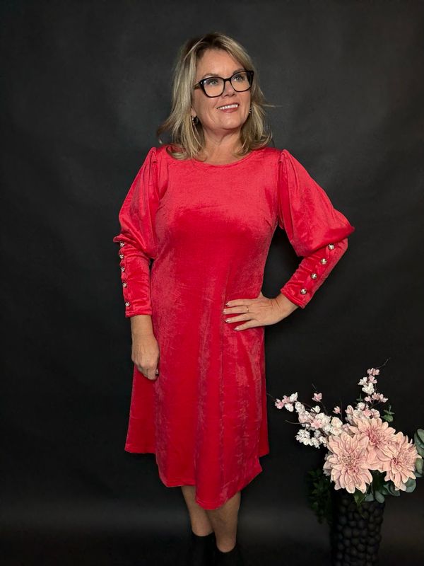 Tea velour  dress rød