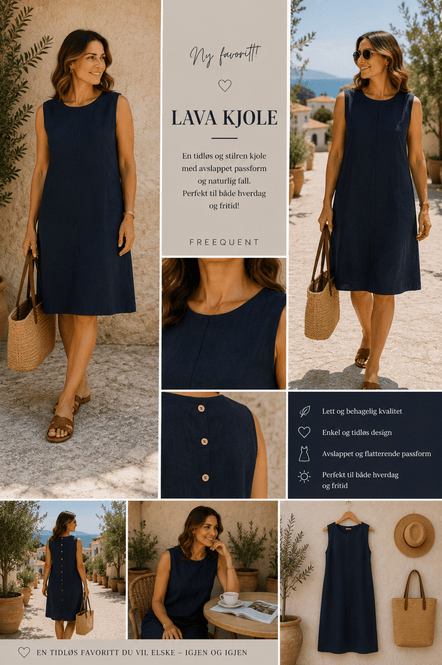 Hovedbilde Lava dress  med knapper marine