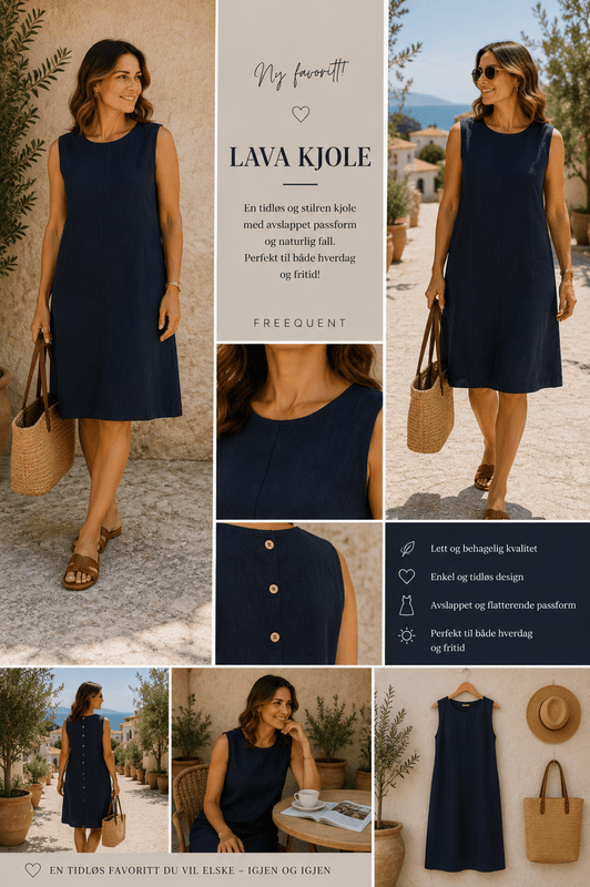 Lava dress  med knapper marine
