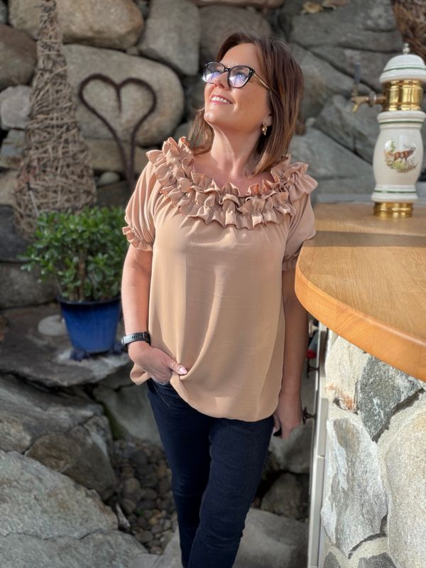 Gibson blouse korte ermer sand