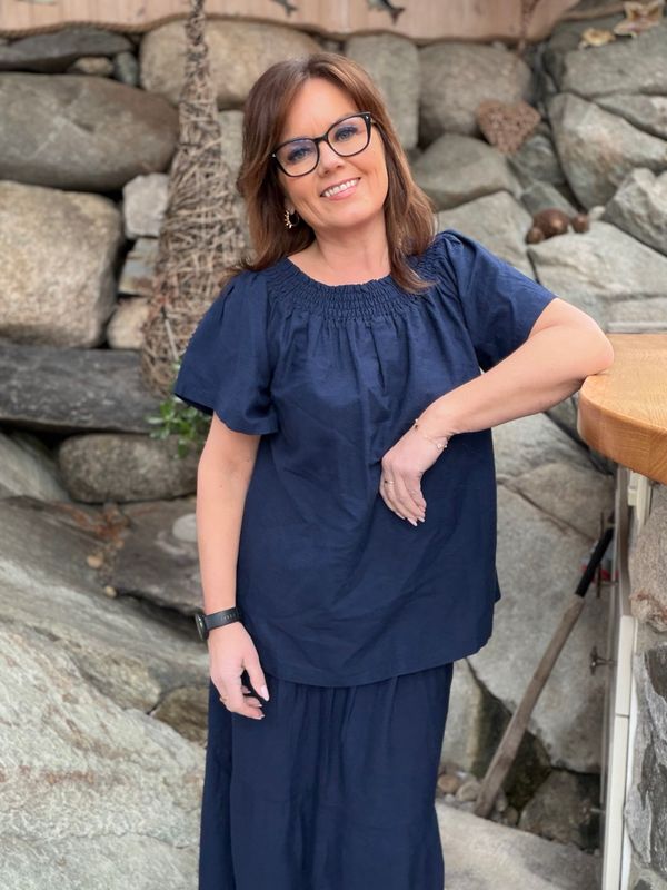 Vicky smock bluse navy 