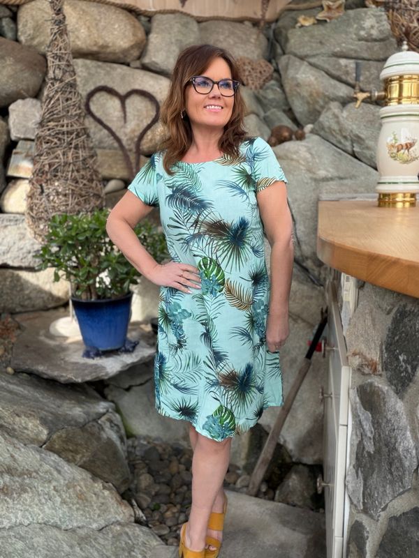Palm linen dress 