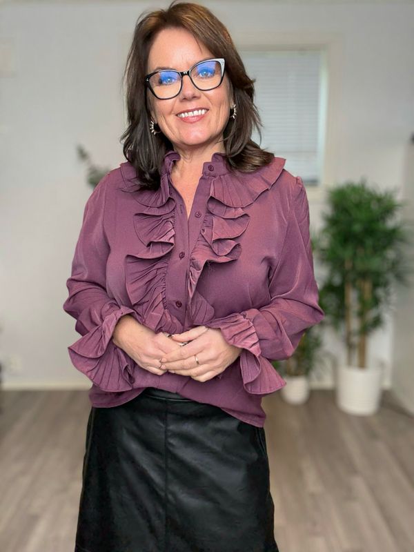 Plisse bluse borduax