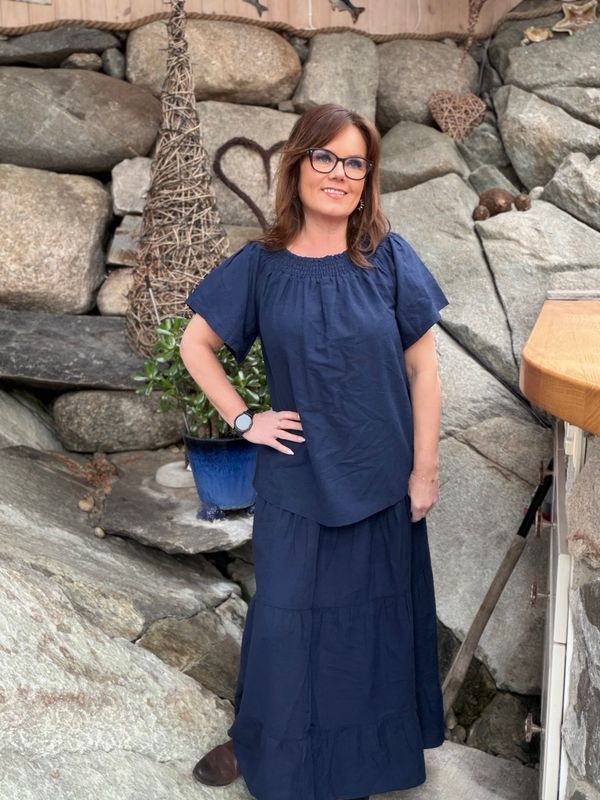 Vicky smock bluse navy 
