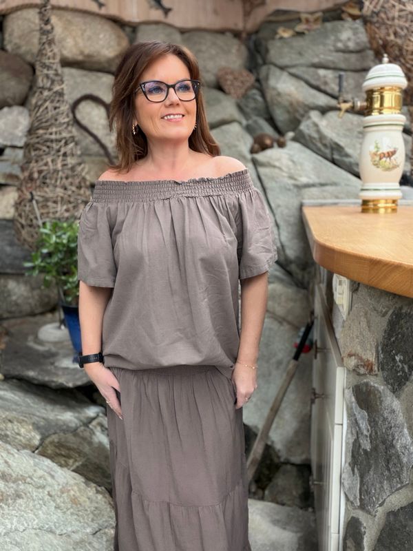 Vicky smock bluse earth 