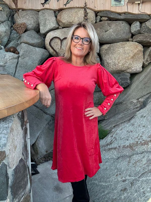 Tea velour  dress rød