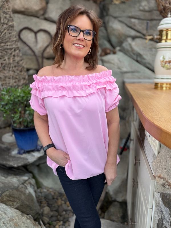 Gibson blouse korte ermer rosa