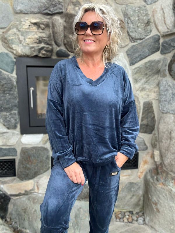 Lux Velour sett marineblå