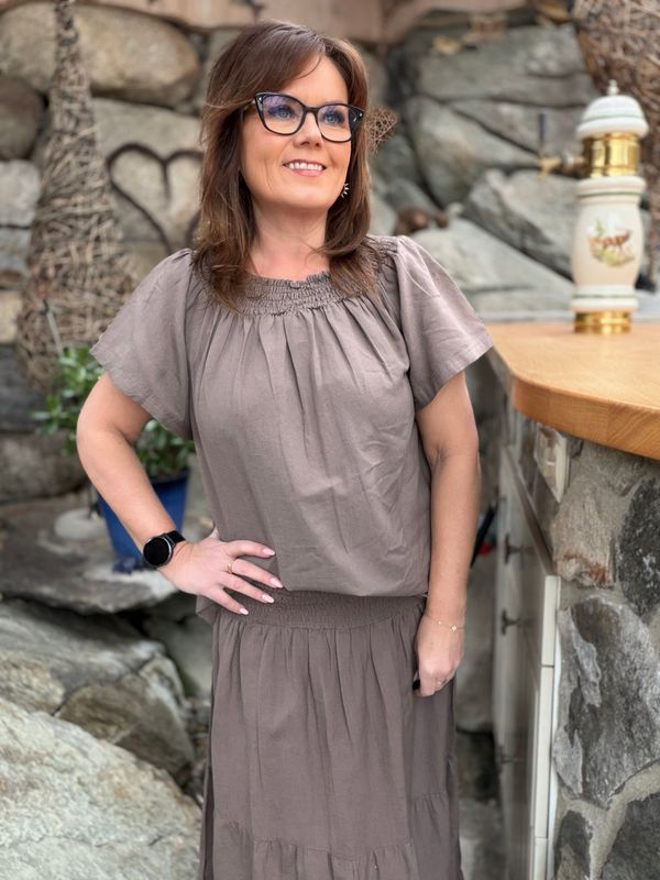 Vicky smock bluse earth 