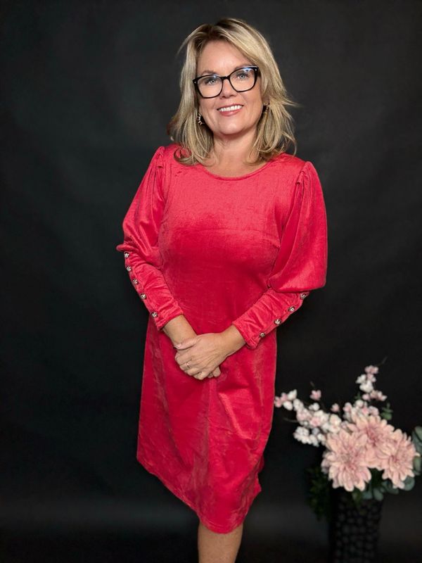 Tea velour  dress rød