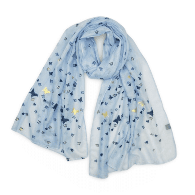 Hovedbilde Skjerf i viscose/bomull – lyseblå med ...