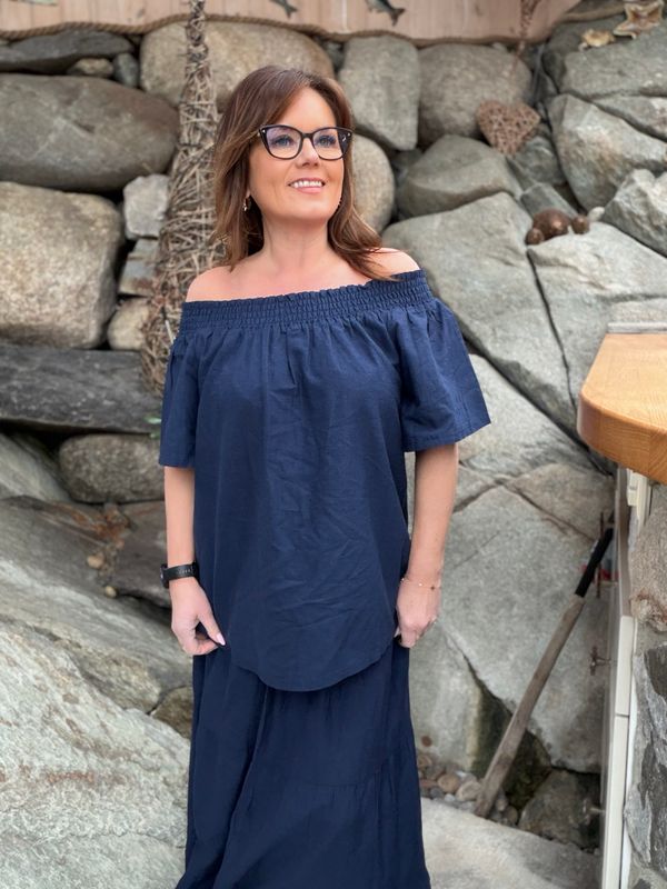 Vicky smock bluse navy 