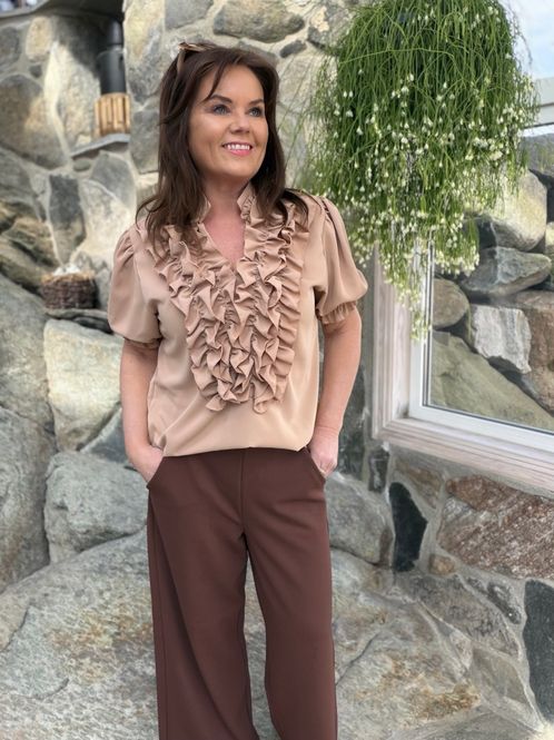 Hovedbilde Lux frill korte ermer sand 