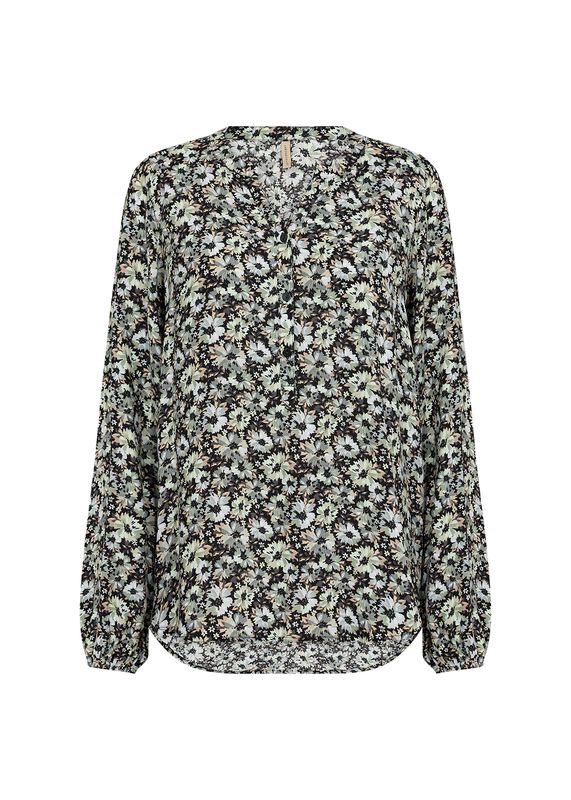 Bluse med blomster grønn