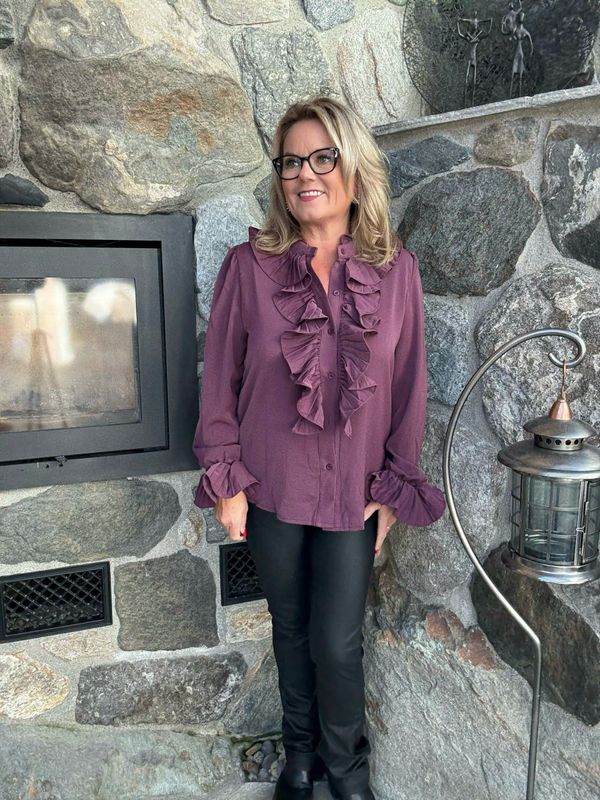 Plisse bluse borduax